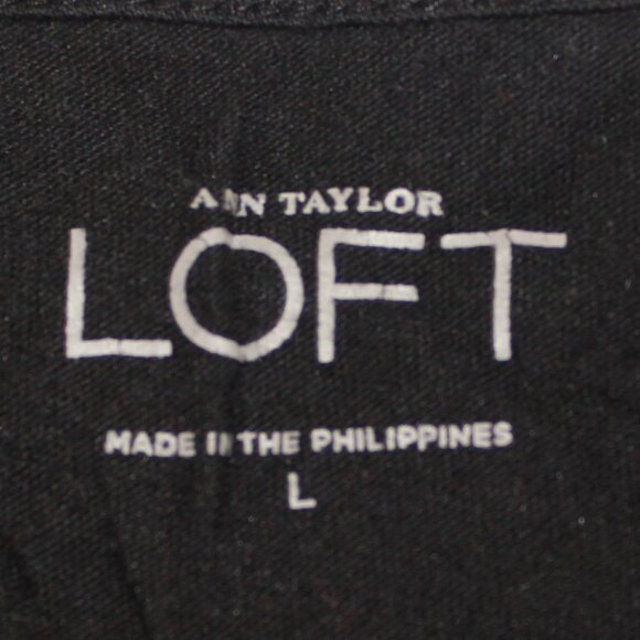 #284 Ann Taylor Loft Black Dressy Bubble Top Size L - Picture 6 of 8